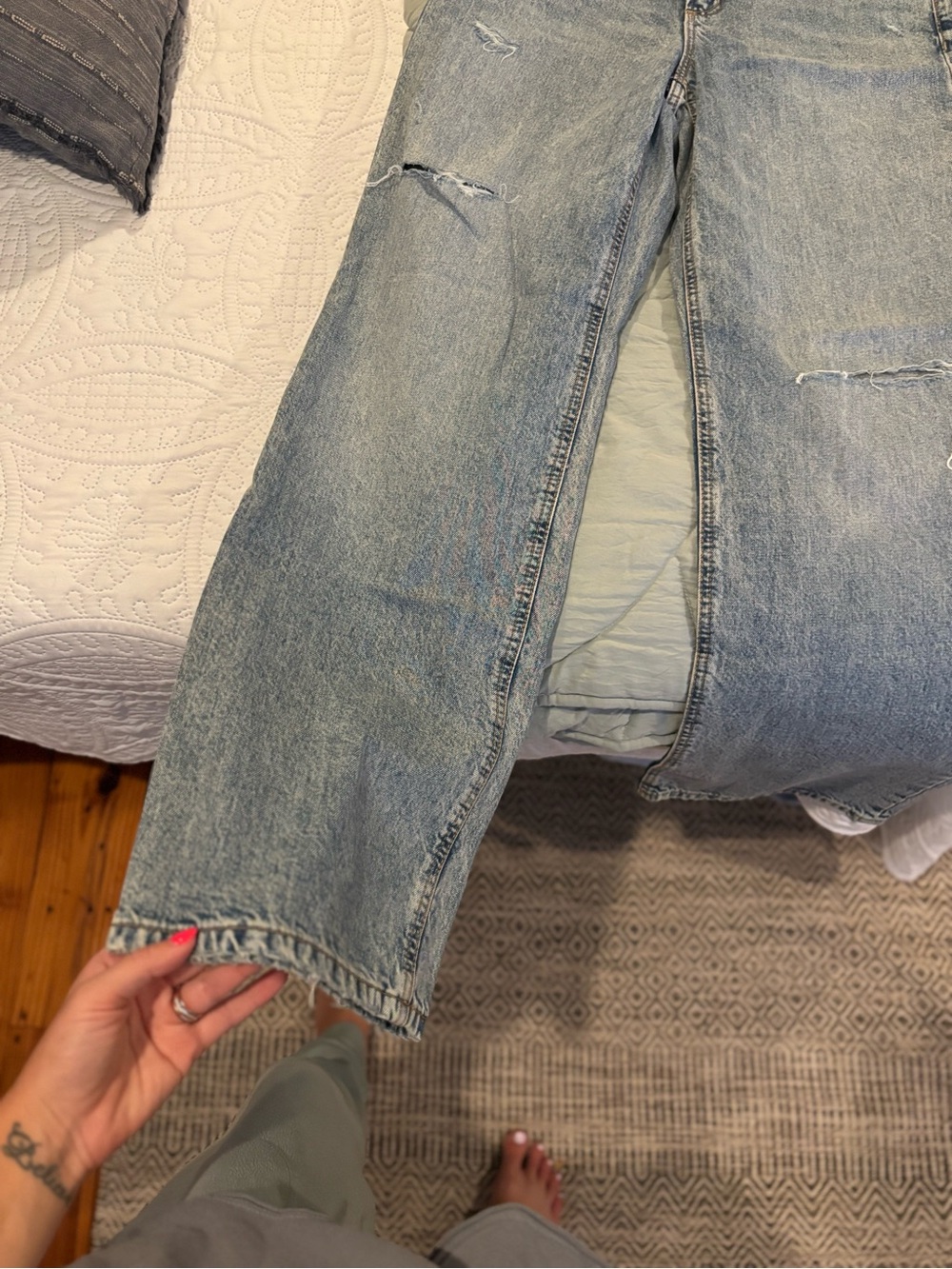 Dynamite Light Blue High Rise Wide Leg Jeans - Picture 4 of 6
